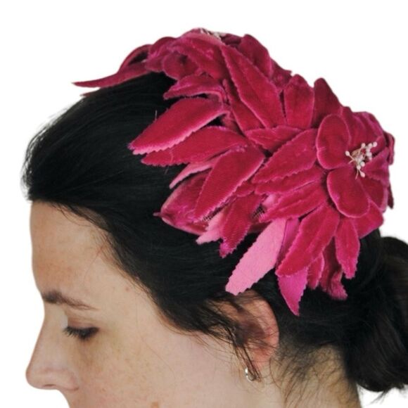 Vintage Red Floral Women's Hat - Picture 4 of 9